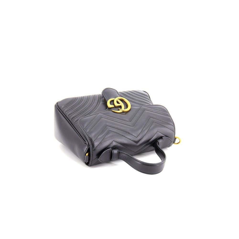 Gucci GG Marmont Small Top Handle Chain Shoulder Bag GG Black Gold Hardware - Picture 4 of 9